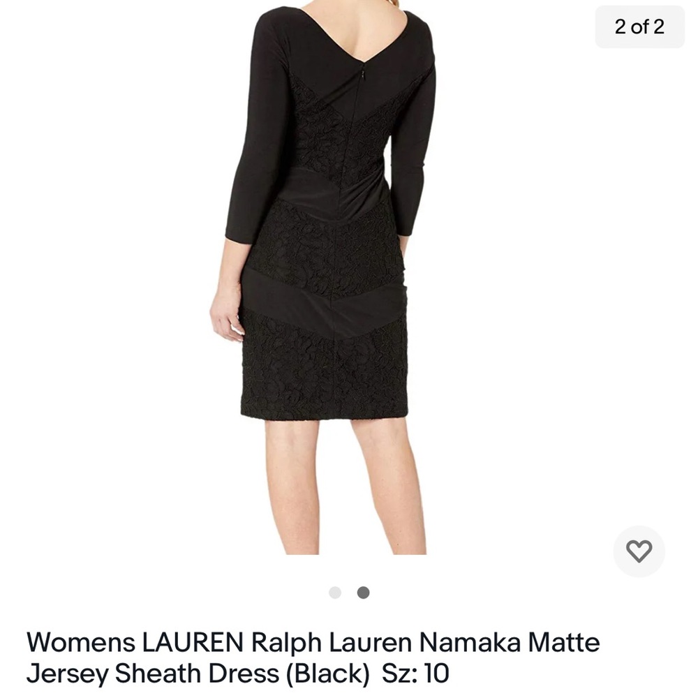 NWT- Womens LAUREN Ralph Lauren Namaka Matte Jersey Sheath Dress (Black)  Sz: 12